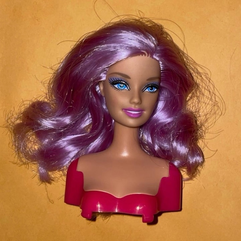 Barbie Swappin Styles Purple Hair Doll Head 2010